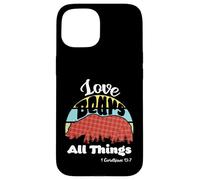 Love Bears All Things 1 Corinthians 13:7 (plaid grizzly) Case for iPhone 15