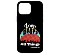 Love Bears All Things 1 Corinthians 13:7 (plaid grizzly) Case for iPhone 16 Pro Max