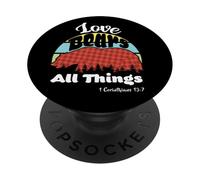 Love Bears All Things 1 Corinthians 13:7 (plaid grizzly) PopSockets Adhesive PopGrip