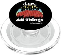 Love Bears All Things 1 Corinthians 13:7 (plaid grizzly) PopSockets PopGrip for MagSafe