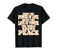 Love Beats Power World Peace Retro Groovy Saying Value Graphic T-Shirt, Men, Black, XL