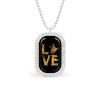 Love Bee Whisperer Personalized Necklace Print Pattern Pendant With Chain Gifts For Women Men Silver-style-20