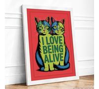 Love Being Alive Modern Framed Wall Art Print A2 (59.4×42cm) White, Wall Decor for Living Room, Bedroom, Office & Home, Ready to Hang, Art Gift
