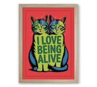 Love Being Alive Modern Framed Wall Art Print A4 (29.7×21cm) Oak, Wall Decor for Living Room, Bedroom, Office & Home, Ready to Hang, Art Gift