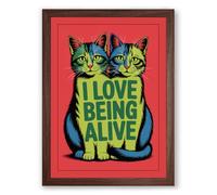 Love Being Alive Modern Framed Wall Art Print A4 (29.7×21cm) Walnut, Wall Decor for Living Room, Bedroom, Office & Home, Ready to Hang, Art Gift
