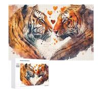 Love Between Tigers A Heartfelt Encounter: Year-End Present, 1000 PCS Wooden Jigsaw Puzzle for Adults, with A Decorative Finished Picture