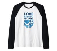 Love Beyond Words Autism Awareness Blue Heart Raglan Baseball Tee