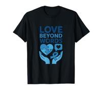 Love Beyond Words Autism Awareness Blue Heart T-Shirt
