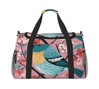 Love Birdie Stripe Print Travel Duffel Bag for Men & Women, Foldable Travel Bags and Spacious Weekender Tote Bag for Storage Toiletry Luggage Personal Item, Black, L