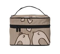 Love Birdie Stripe Travel Makeup Bag - Elegant and Spacious Cosmetic Organizer for On-The-Go