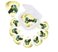 Love Birds Guitar Picks Set of 12 with Custom Organizer Storage Box, Guitar Accessories, Ukulele for Acoustic Guitar, Bass, Valentine's Day Gift