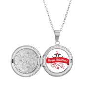 Love Birds Happy Valentine's Day Locket Necklace Hold Picture Jewelry Birthday Gift