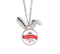 Love Birds Happy Valentine's Day Rabbit Necklace Pendant Bunny Animal Jewelry Gift