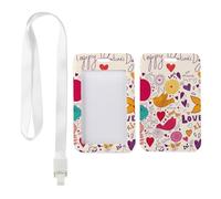 Love Birds ID Card Holder with White Lanyard, ID Card Badge Holder, Vertical Name Badges Protector for Work, Vertical Cards Protector for Office, Teacher Stuff Bus Driver Accessories