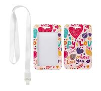 Love Birds ID Card Holders with White Lanyard, Identity Card Holder, Vertical ID Cards Protector for Men, Vertical Cards Protector for Office, Teacher Stuff Nurse Essentials Work