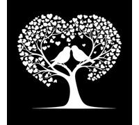 Love Birds in Tree with Hearts Wall Stickers Paster Paper 54.6x59.9cm Self Adhesive White