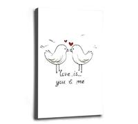 Love Birds Print Valentine's Day Home Decorations Romantic Gifts Valentines Wall Art Heart Prints y2k room decor girly room Decor aesthetic 48" L x 32" W-frame