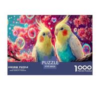 Love Birds Recycled Paper 1000 Piece Jigsaw Birds (bubbles Pink Blooms) Puzzle - for Adults Educational Game Decompression Wall Decoration38x26cm/1000pcs
