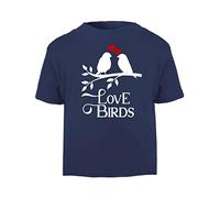 Love Birds Sitting on a Branch (Romantic Quotes for Couples, Anniversary) Short Sleeve Cotton Toddler t Shirt, 3-4 Years, Navy