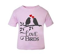 Love Birds Sitting on a Branch (Romantic Quotes for Couples, Anniversary) Short Sleeve Cotton Toddler t Shirt, 2-3 Years, Pastel Pink