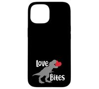 Love Bites Funny T Rex Dinosaur With Red Heart Valentine Case for iPhone 15