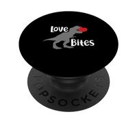 Love Bites Funny T Rex Dinosaur With Red Heart Valentine PopSockets Adhesive PopGrip