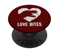 Love Bites T-Rex Dinosaur Funny Retro Grunge Paleontology PopSockets Adhesive PopGrip