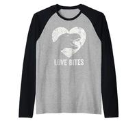 Love Bites T-Rex Dinosaur Funny Retro Grunge Paleontology Raglan Baseball Tee