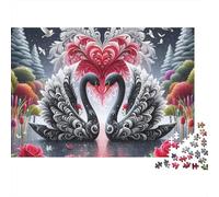 Love Black Swan Forest Background 1000 Piece Jigsaw Puzzle Paper Puzzle Game for Adults Relax 38x26cm/1000pcs