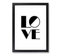 Love Block Typography Framed Print | A2 Black Framed Wall Art | Ready to Hang | Modern Love Picture | Living Room Bedroom Lounge Office