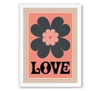 Love Blooms Retro Framed Wall Art Print A2 (59.4×42cm) White, Wall Decor for Living Room, Bedroom, Office & Home, Ready to Hang, Art Gift