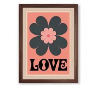 Love Blooms Retro Framed Wall Art Print A3 (42×29.7cm) Walnut, Wall Decor for Living Room, Bedroom, Office & Home, Ready to Hang, Art Gift