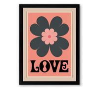 Love Blooms Retro Framed Wall Art Print A4 (29.7×21cm) Black, Wall Decor for Living Room, Bedroom, Office & Home, Ready to Hang, Art Gift