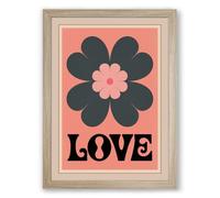 Love Blooms Retro Framed Wall Art Print A4 (29.7×21cm) Oak, Wall Decor for Living Room, Bedroom, Office & Home, Ready to Hang, Art Gift