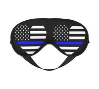 Love Blue Thin Line American Flag 14 Love Blue Thin Line American Flag Sleep Masks Adjustable Strap Soft Eye Mask for Women Men Travel Work Home