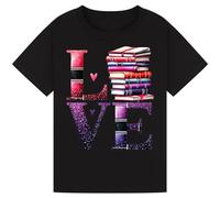 Love Books - Cute Book Lover T-Shirt for Kids, Girls, Boys, Men & Women | Fun Reading Tee World Book Day Gift for Bookworms & Literature Fans Black 9-11Y