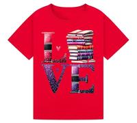 Love Books - Cute Book Lover T-Shirt for Kids, Girls, Boys, Men & Women | Fun Reading Tee World Book Day Gift for Bookworms & Literature Fans Red 3-4Y