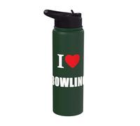 Love Bowling Bowler Crown Flat Cricket Ten Pin Stainless Steel Insulated Water Bottle