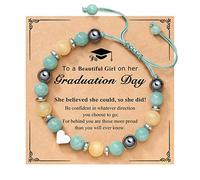 Love Bracele T Natural Stone Adjustable Hand Woven Bracelet Graduation Season Couple Bracelet Bangle Bracelets for Women Set with Charms (E, One Size)