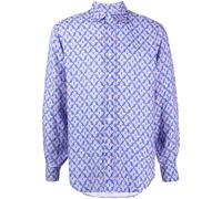 LOVE BRAND & Co. graphic-print linen shirt - Blue S-M-L-XL-XXL