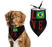 Love Brazilian Flag Funny Dog Bandanas Cute Triangle Cat Pet Scarf Bib for Holiday Party Gift