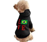 Love Brazilian Flag Funny Dog Sweatshirt with Hat Soft Comfortable Vest Suit Cute Clothes for Cat Puppy