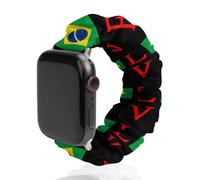 Love Brazilian Flag Printed Scrunchie Watch Band Compatible with IWatch Soft Elastic Replacement Straps