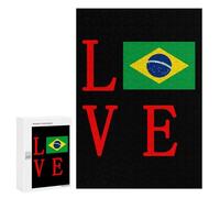 Love Brazilian Flag Wooden Jigsaw Puzzles for Adults Vertical Challenge Intelligent Picture Puzzle Games Gift for Family