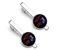 Love British Virgin Islands Flag Classic Tie Clips for Men Regular Necktie Bar Pins Suitable for Wedding Business