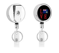 Love British Virgin Islands Flag Cute Metal Badge Holder Retractable Clip ID Card Name Tag Badge Reels for Work