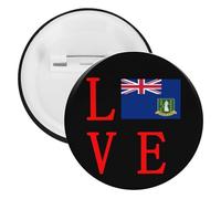 Love British Virgin Islands Flag Cute Tinplate Brooches for Women Men Button Pins Round Badge for Bag Hat