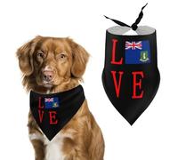 Love British Virgin Islands Flag Funny Dog Bandanas Cute Triangle Cat Pet Scarf Bib for Holiday Party Gift