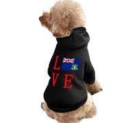 Love British Virgin Islands Flag Funny Dog Sweatshirt with Hat Soft Comfortable Vest Suit Cute Clothes for Cat Puppy