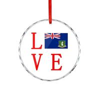 Love British Virgin Islands Flag Glass Christmas Ornaments for Home Personalized Xmas Hanging Pendant Decorations